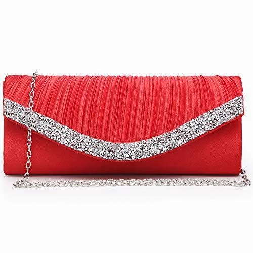 Polished Look Refined Style Women Satin Rhinestone for Wedding Party Formal Dressy with Shoulder Chain l Dasein