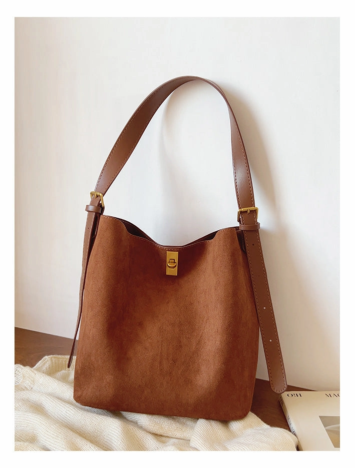 Comfort handle Functional Organizer Elena Handbags Soft Suede Shoulder Bag