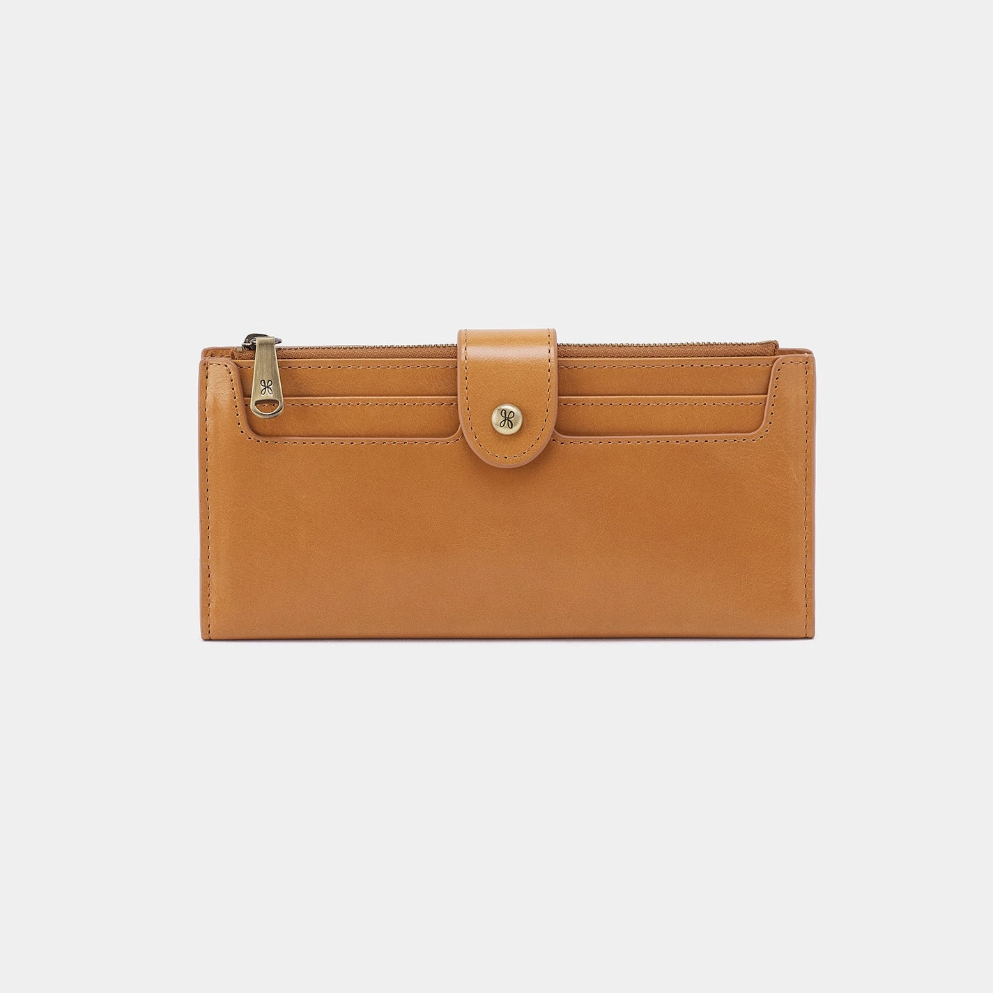 Lightweight Choice Functional Detail Dunn Continental Wallet in Polished Leather - Natural