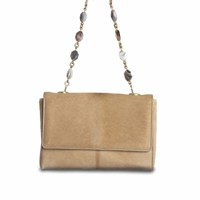 Chain & Jewel Shoulder Bag - Tan Haircalf, Agate Casual Gear Portable Organizer