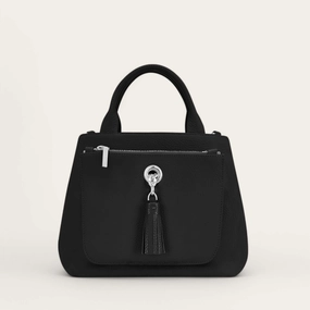 Modern Comfort Mini D Tote | Black with Silver hardware