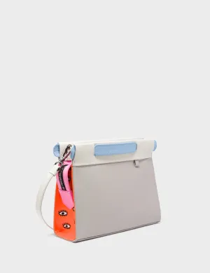 Outdoor Carry Vali Crossbody Small Gray Leather Bag - All Over Eyes Embroidery