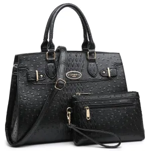 Sleek Detail Waterproof Layer Vegan Leather Women Handbags and Purses Top Handle Tote with Matching Clutch