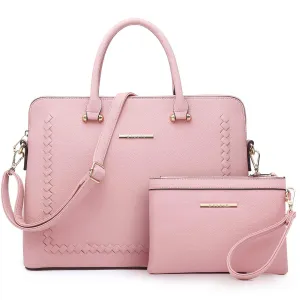 Women Slim Purse Vegan Leather Work Bag Tote with Matching Clutch Dasein Elegant Line Casual Ready