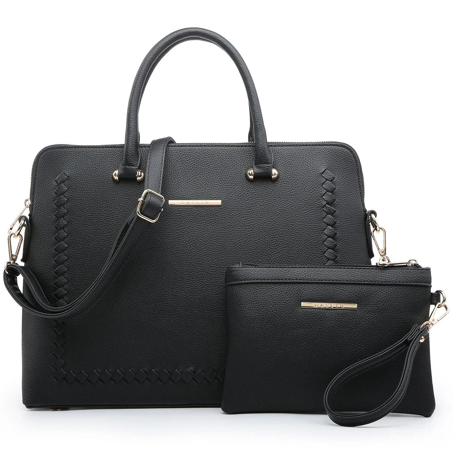 Women Slim Purse Vegan Leather Work Bag Tote with Matching Clutch Dasein Contemporary Design