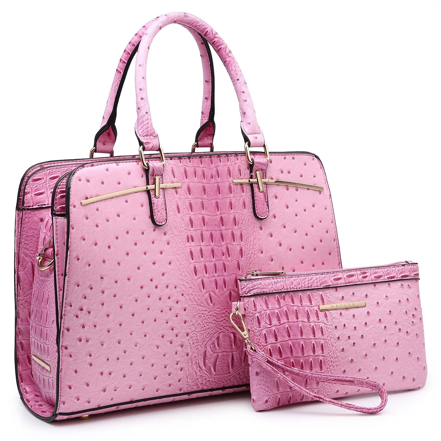 Urban Outfit Elegant Vision Fashion Embossed Pattern Two Tone Handbag with Matching Wallet l Dasein