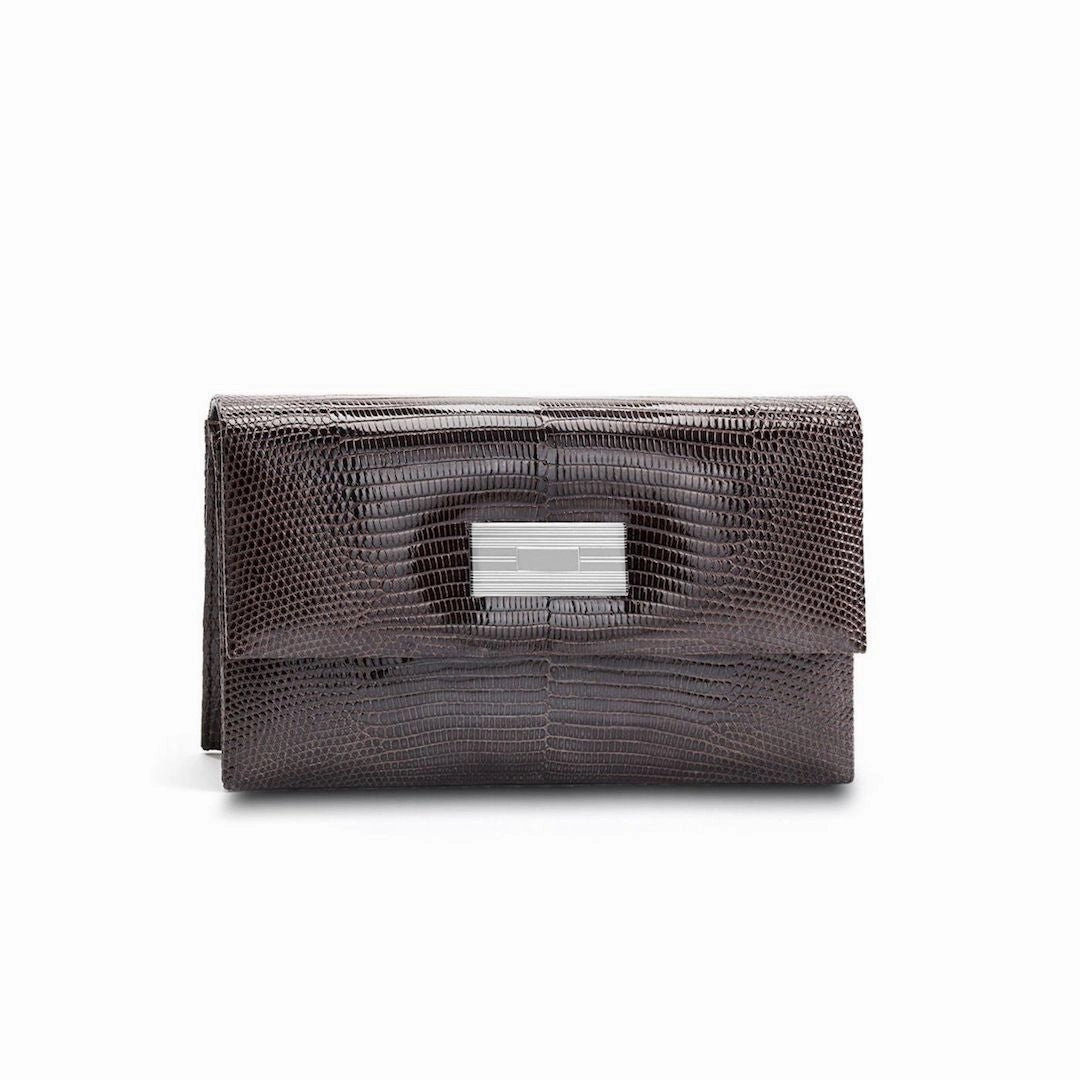 Outdoor Simplicity Monogram Clutch, Mini - Brown Exotic Lizard