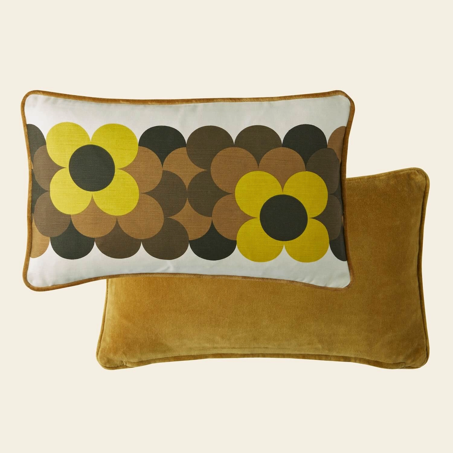 Compact Everyday Retro Flower Stripe Cushion - Dune