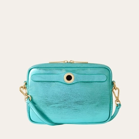 Urban Adventure Millie Crossbody | Metallic Turquoise with Gold hardware