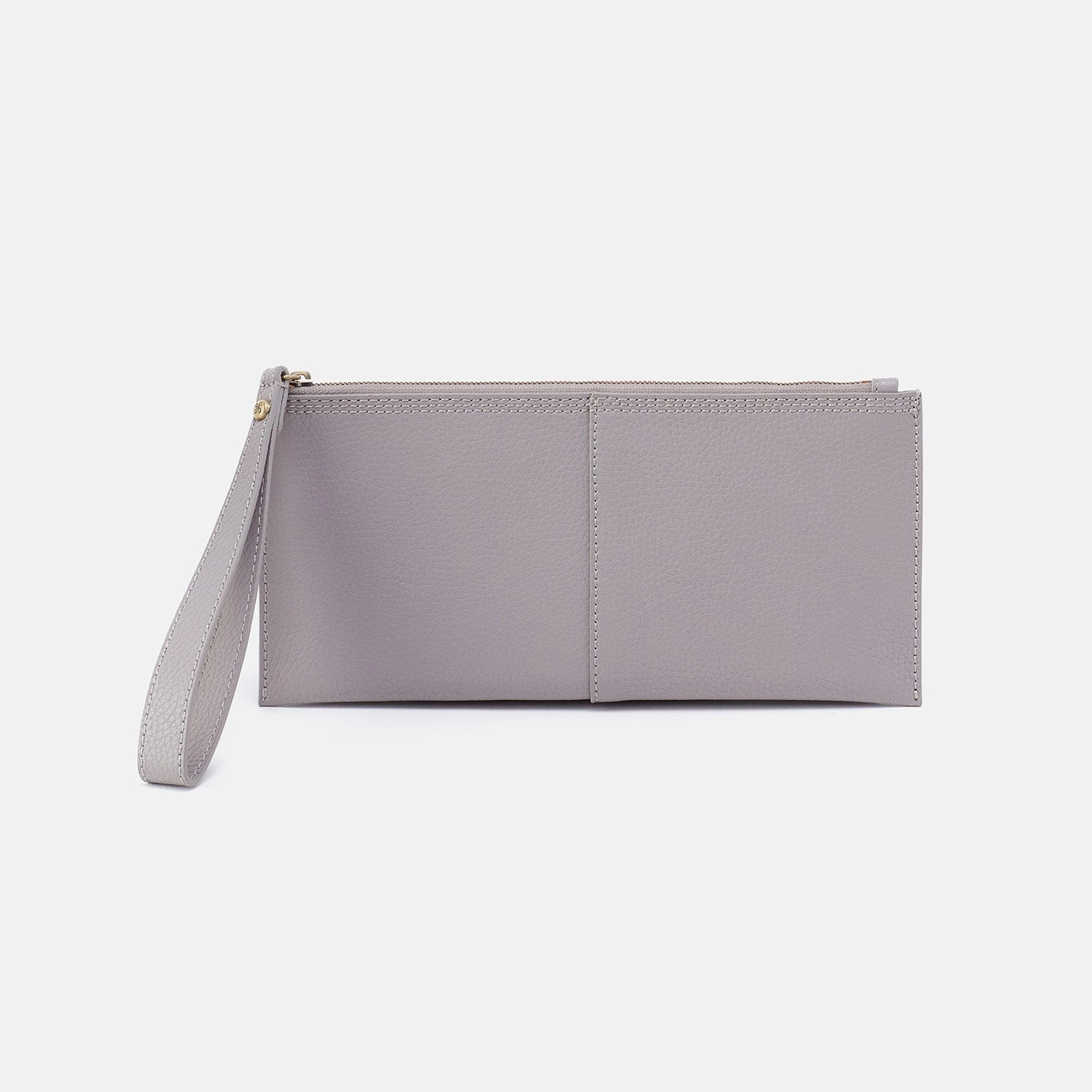 Vida Large Pouch in Micro Pebbled Leather - Morning Dove Grey Elegant Modernism Strong Grip