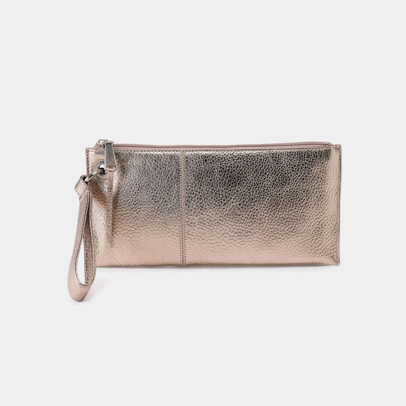 Classic Elegance Vida Wristlet In Metallic Leather - Cameo Quartz