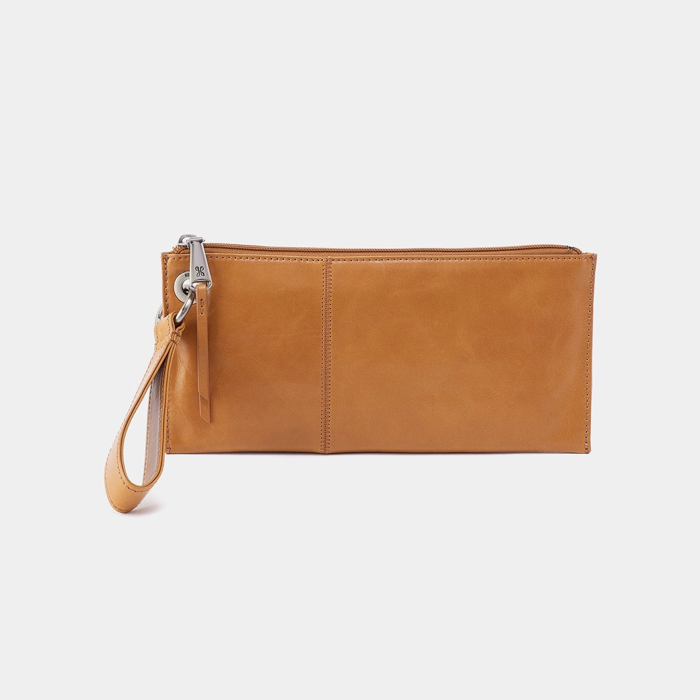 Compact Travel Functional Reliability Vida Wristlet in Polished Leather - Natural