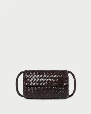 Vinnie Chocolate Woven Leather Crossbody Stylish functional bag