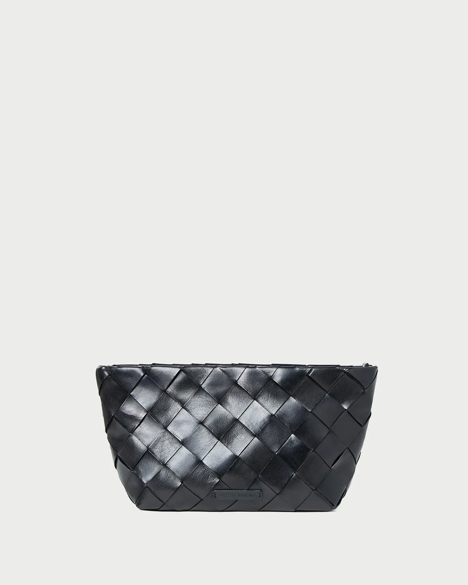 Melina Black Woven Leather Clutch Large-capacity carry