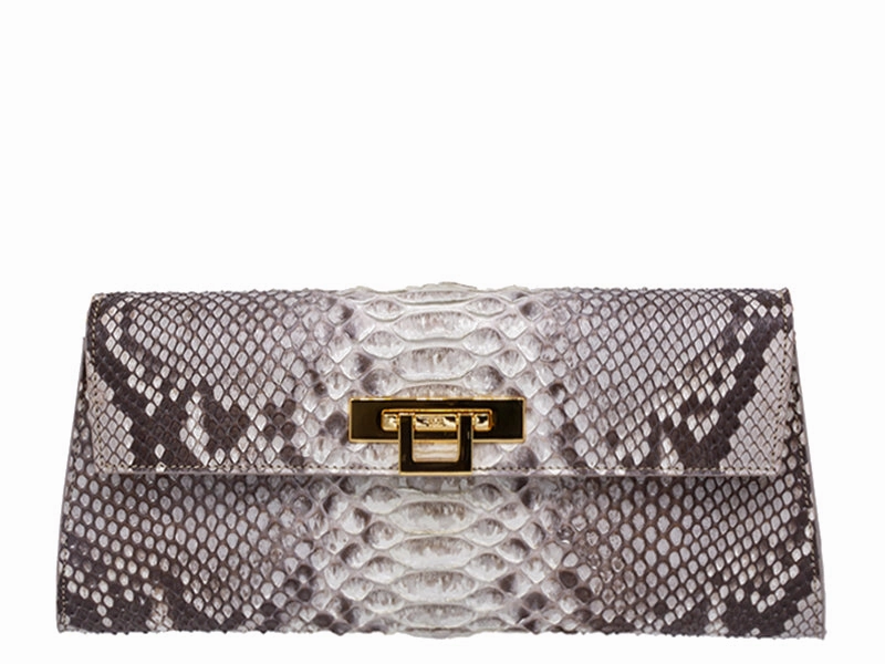 Fonteyn Clutch Pythonskin Handbag - Natural Work Lifestyle Outdoor Everyday