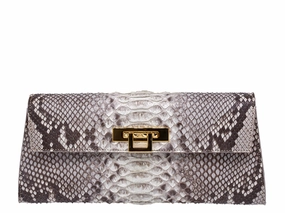 Fonteyn Clutch Pythonskin Handbag - Natural Work Lifestyle Outdoor Everyday