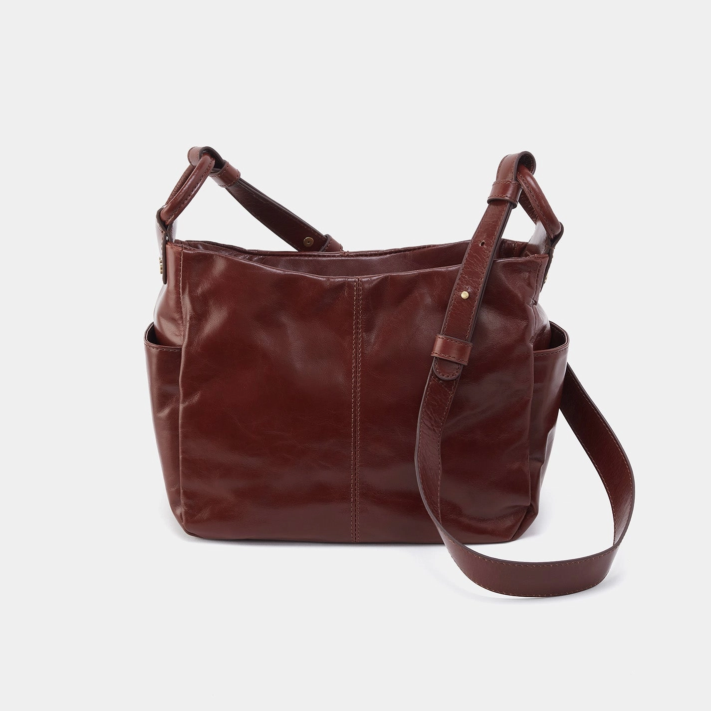 Sheila Crossbody In Polished Leather - Chocolate Portable Solution