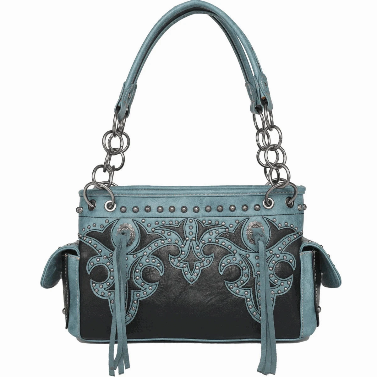 Timeless Function Western Concealed Carry Black/Turquoise Shoulder Bag