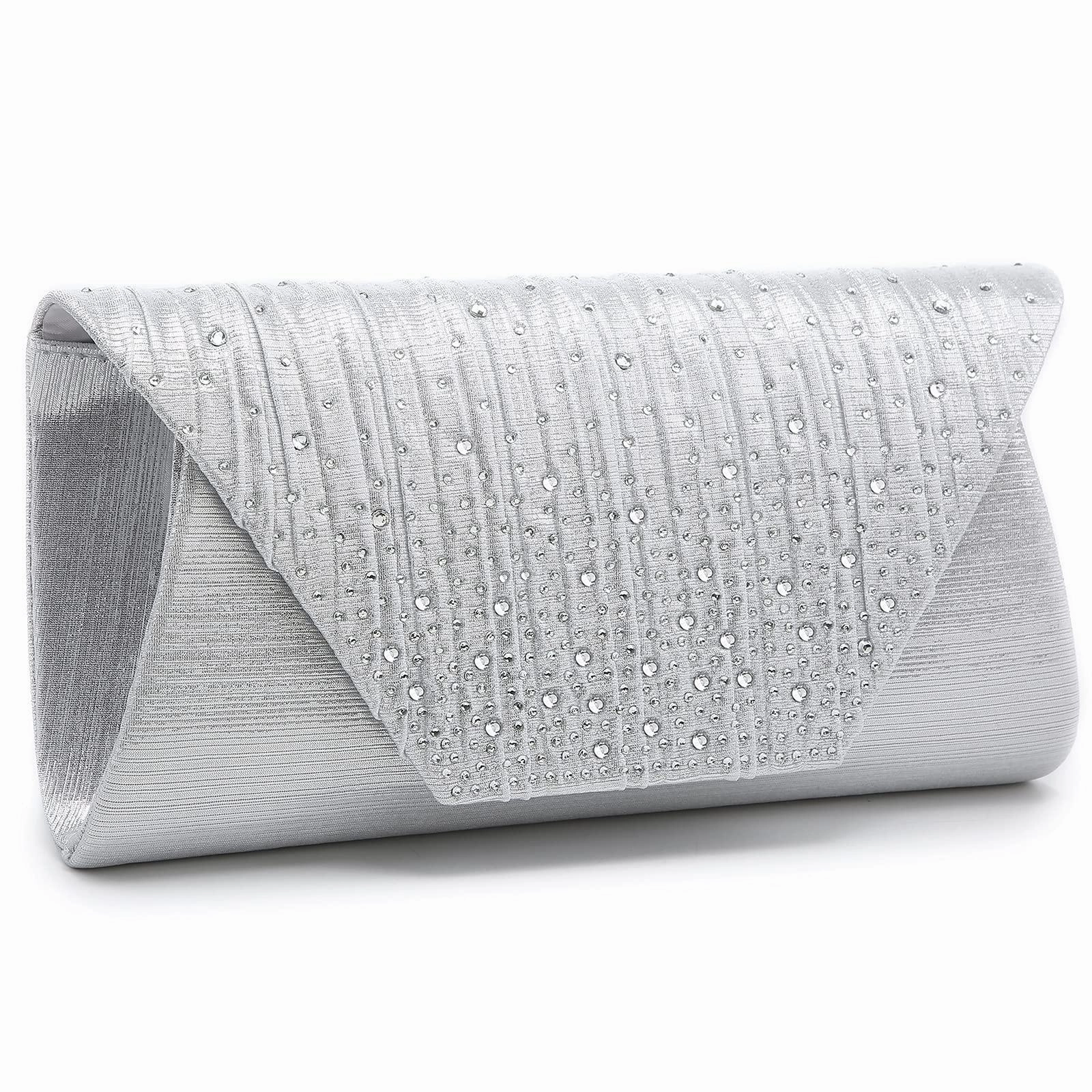 Sophisticated Charm Elegant Style Women Glitter Rhinestone Wedding Evening Purse Envelope Clutch Dasein
